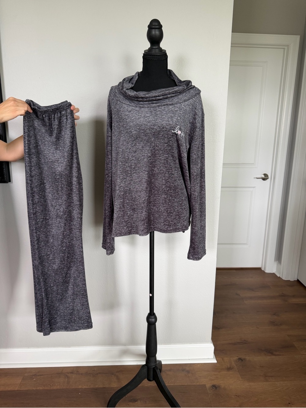 Laura Ashley Heather Charcoal Gray Two-Piece Pajama Set
